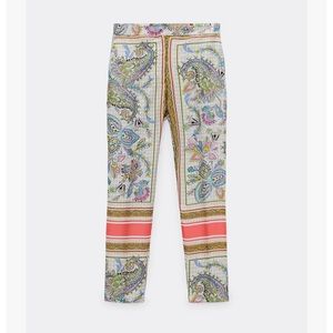 Zara Printed Satin Trousers Multipcoloured 2926/308 Sz xs ; also selling top!
